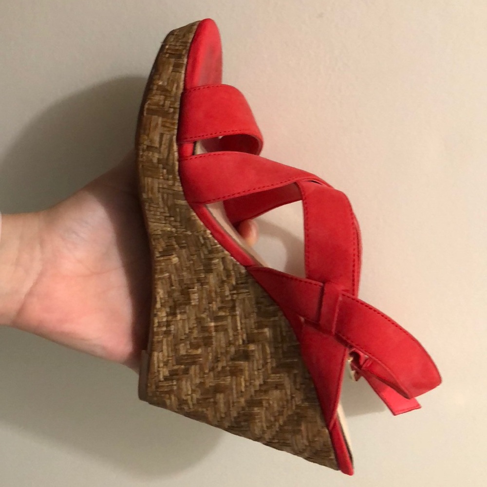 Red Jessica Simpson wedges, size 8